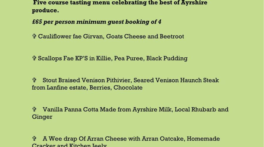 A Taste Of Ayrshire Menu